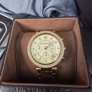 Michael Kors Women’s Parker Gold-Tone and Tortoise Watch
